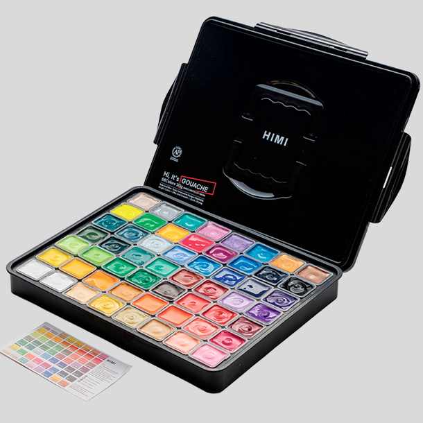HIMI Jelly Gouache Set - 56-Pak, Black Case
