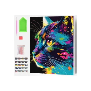 Diamond Painting -Bright Coloured Cat 30x40 cm