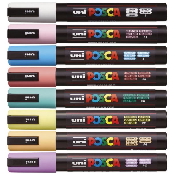 Posca Soft 8 Colors PC-5M 1,8 - 2,5 mm (8 stk)