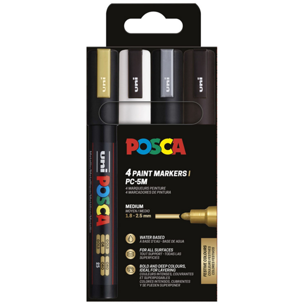 POSCA PC-5M 1,8 - 2,5 mm (BWGS) 4-pak | Galleri Roholt
