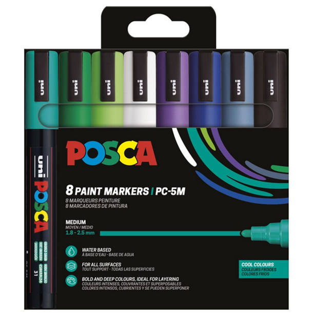 POSCA PC-5M  1,8 - 2,5 mm  (Kold) (8 stk)