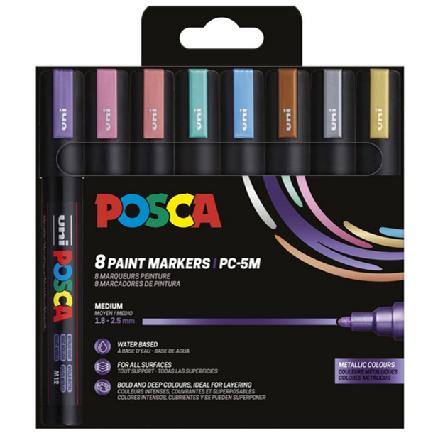 POSCA PC-5M  1,8 - 2,5 mm (Metalliske) (8 stk)