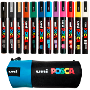 POSCA PC-5M Penalhus Sortiment - Lys Bl�