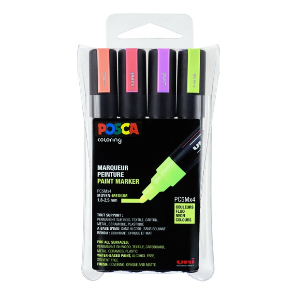 POSCA PC-5M  1,8 - 2,5 mm (NEON) (4 stk)