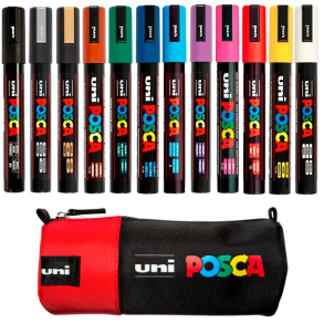 POSCA PC-5M Penalhus Sortiment - R�d