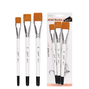 Artist Brushes 3-Pak - Hvidt Skaft, flat