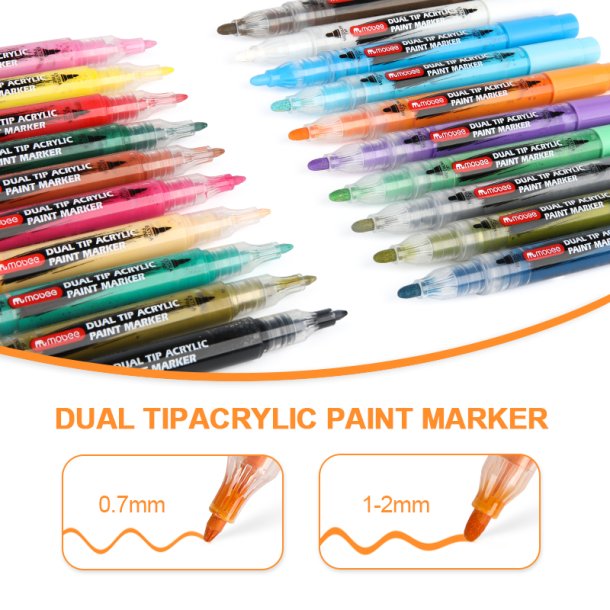 Mobee - Dobbeltendede Akryltuscher 20-Pak