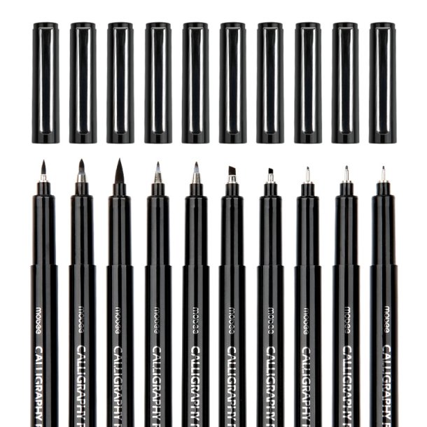 Mobee - Sorte Kalligrafipenne 10-Pak