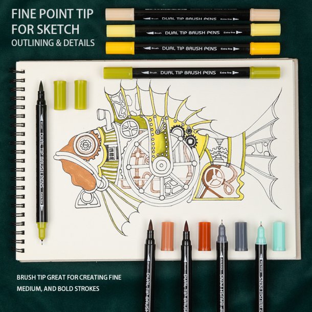 Mobee - 12-Pak Dual Tip Brushpens