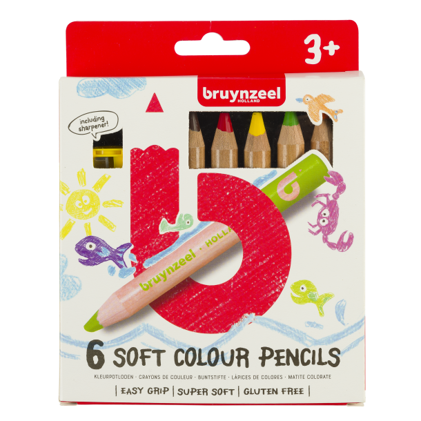 Bruynzeel Blde Voksfarveblyanter til Brn, 6-pak