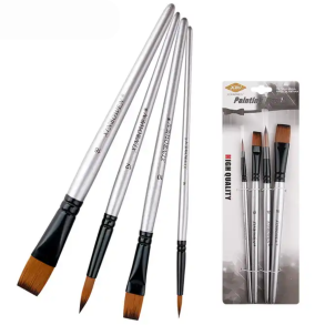 Penselst 4-Pak m. Slvskaft - Rund & Flat