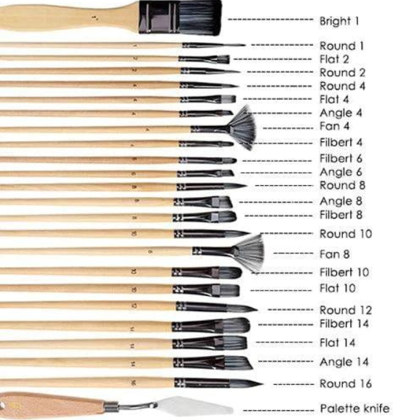 Penselst i foldeetui m. naturskaft - 24-pak