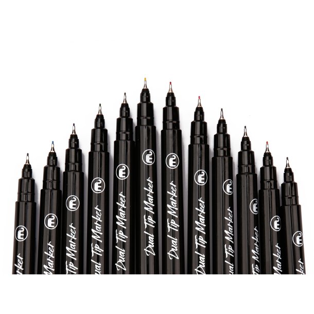 Mobee - Dobbeltendet Marker Fine &amp; Extra Fine 12-Pak