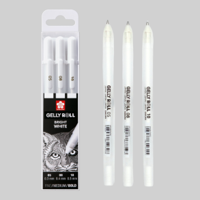 Gelly Roll Basic 3-Pak - White Fine, medium, bold