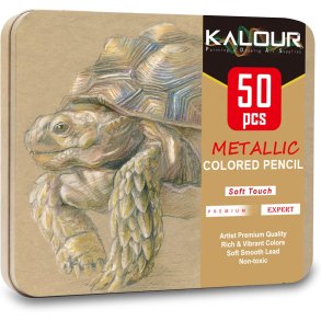 KALOUR � 50 stk. metalliske farveblyanter med intens glans - 50-stk.