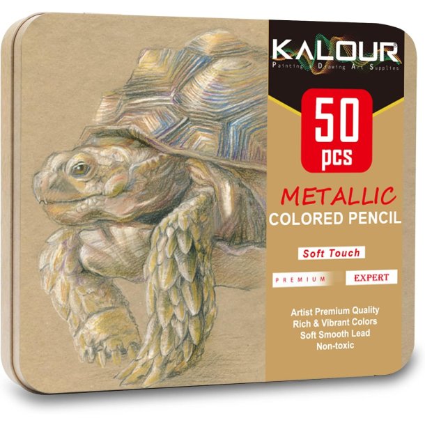 KALOUR � 50 stk. metalliske farveblyanter med intens glans - 50-stk.