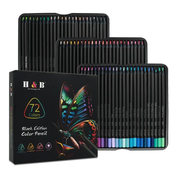 H&B Black Edition Oliebaserede Farveblyanter i Metalske - 72-stk.