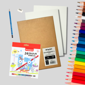 Tegnepakke m. Bruynzeel Farveblyanter 24-pak + Otto Tegnepapir