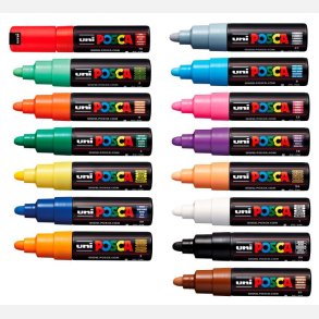 POSCA PC-7M 4.5 - 5.5 MM Fuldt Sortiment (1x15)