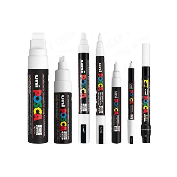 POSCA Hvid 7-pen sortiment