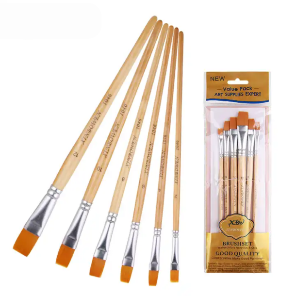 Penselst 6-Pak m. naturskaft - Flat