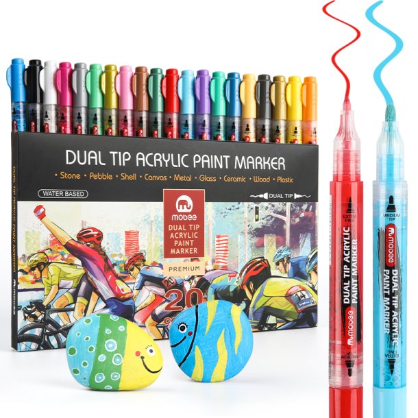 Mobee - Dobbeltendede Akryltuscher 20-Pak