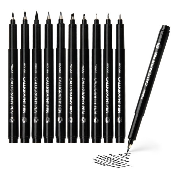 Mobee - Sorte Kalligrafipenne 10-Pak