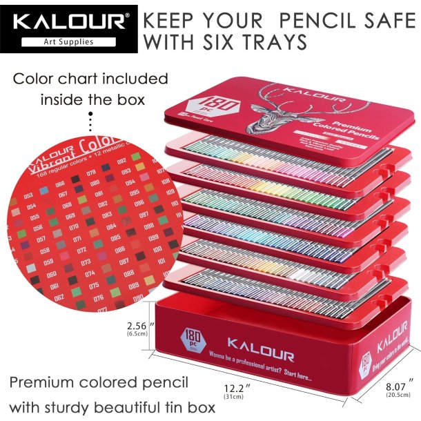 KALOUR Premium farveblyanter - 180-stk.