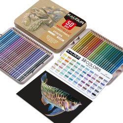 KALOUR � 50 stk. metalliske farveblyanter med intens glans - 50-stk.