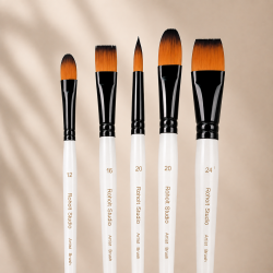 Roholt Studio Kunstnerpensels�t 5-Pak - Mix - Oval 12 &amp; 20, Flad 16 &amp; 24, Rund 20