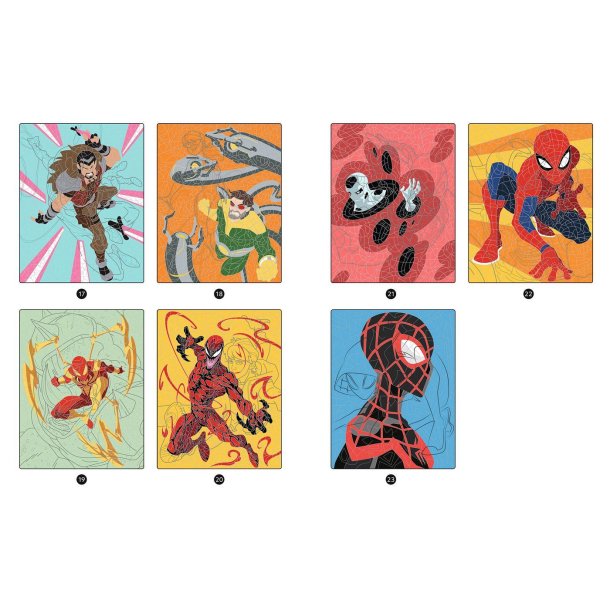 Disney Paint By Numbers, Junior - Spiderman Optical Illusions, Heros vs. Villians - Marvel