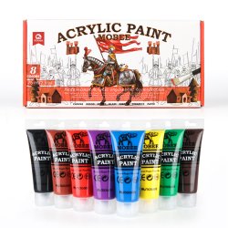Mobee Akrylmalingst 75 ml. Klassiske Farver - 8-Pak