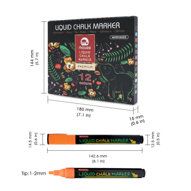 Mobee - Chalk markers Premium 12-Pak