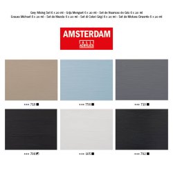 Amsterdam Akrylmaling, Grey Mixing, 6x20 ML.