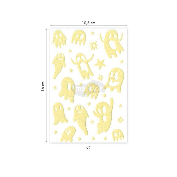 Selvlysende Klistermrker - Spgelser