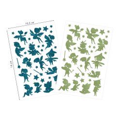 Glitter Klistermrker - Feer, Bl &amp; Grn