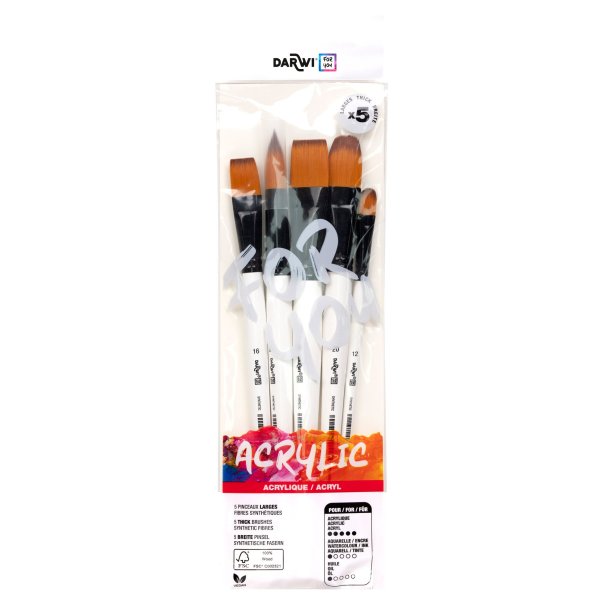 Darwi Acrylic Pensels�t 5-Pak Mix st. 12,16,20,20,24