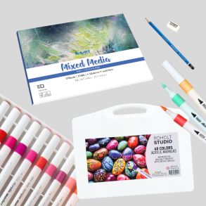 Roholt Studio, 48-stk. Akryl Markers + A4 Mixed Media Blok