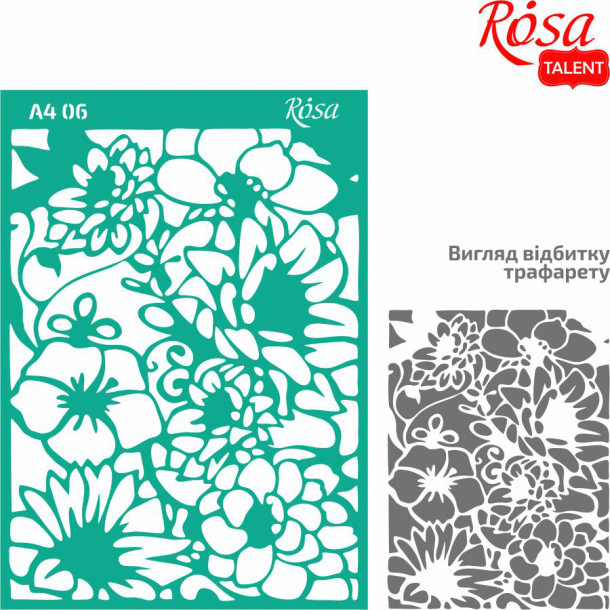 ROSA Talent Reusable Adhesive Stencil "Flowers 6 21x29,7cm