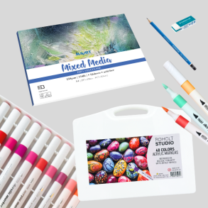 Roholt Studio, 48-stk. Akryl Markers + A4 Mixed Media Blok