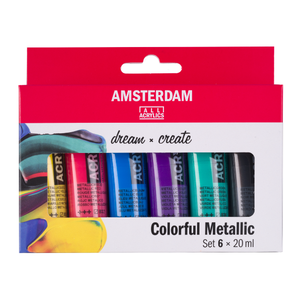 Amsterdam Akrylmaling, Colorful Metallic, 6x20 ML.