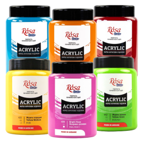 ROSA Akrylmaling 65x400ml. Fuldt Sortiment