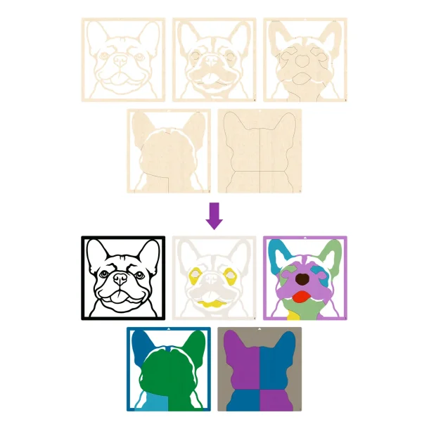 Wooden Art Craft Kit - French Bulldog