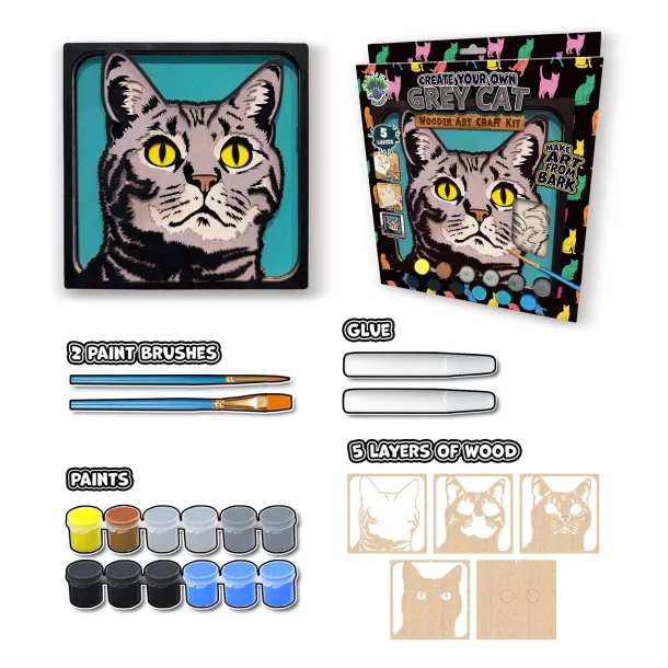 Wooden Art Craft Kit - Grey Cat