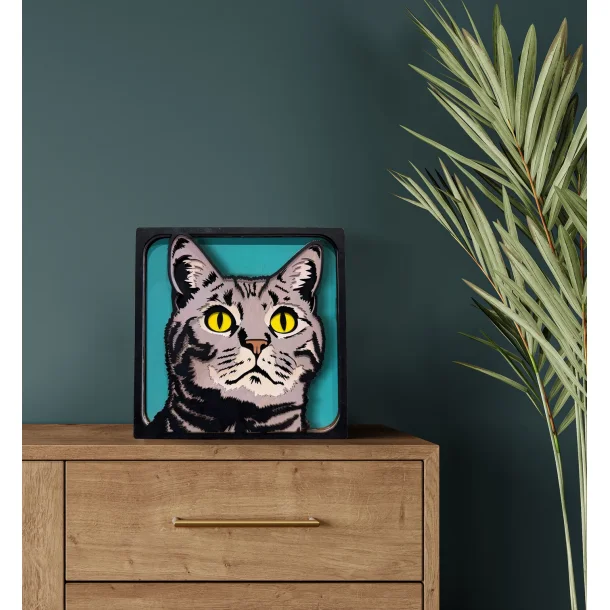 Wooden Art Craft Kit - Grey Cat