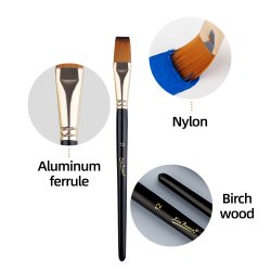 Artist Brushes 5-Pak - Sort Skaft, Flad