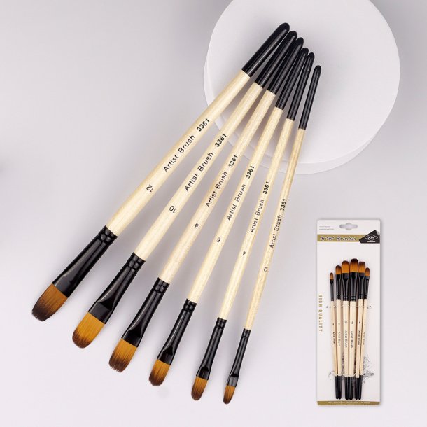 Artist Brushes Penselst 6-Pak - Natur, Oval