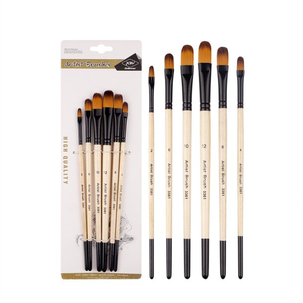 Artist Brushes Penselst 6-Pak - Natur, Oval