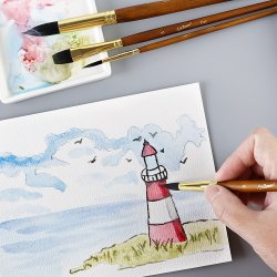 Kunstnerpensels�t til akryl- og akvarelmaling i �ske - 10 stk.