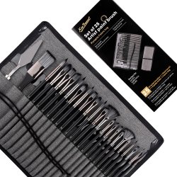 Pensels�t i foldeetui m. Sort Skaft - 25-dele